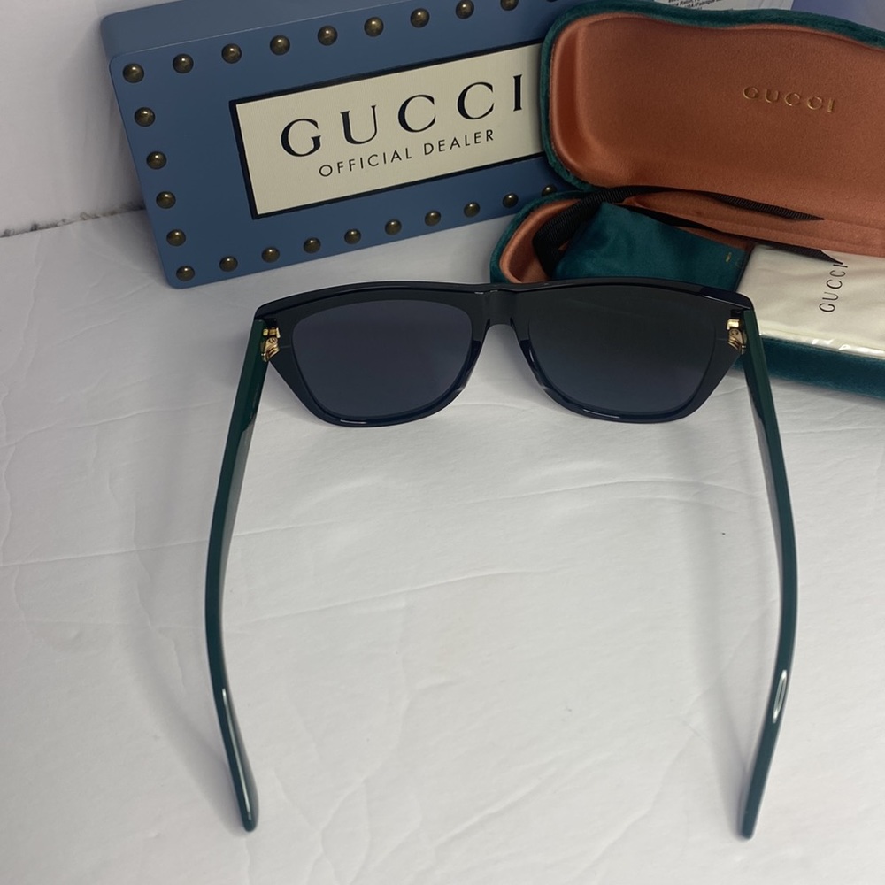 New- Gucci Sunglasses Unisex GG0926S 001 Black-Green/Grey 57-16-145mm - Picture 7 of 12